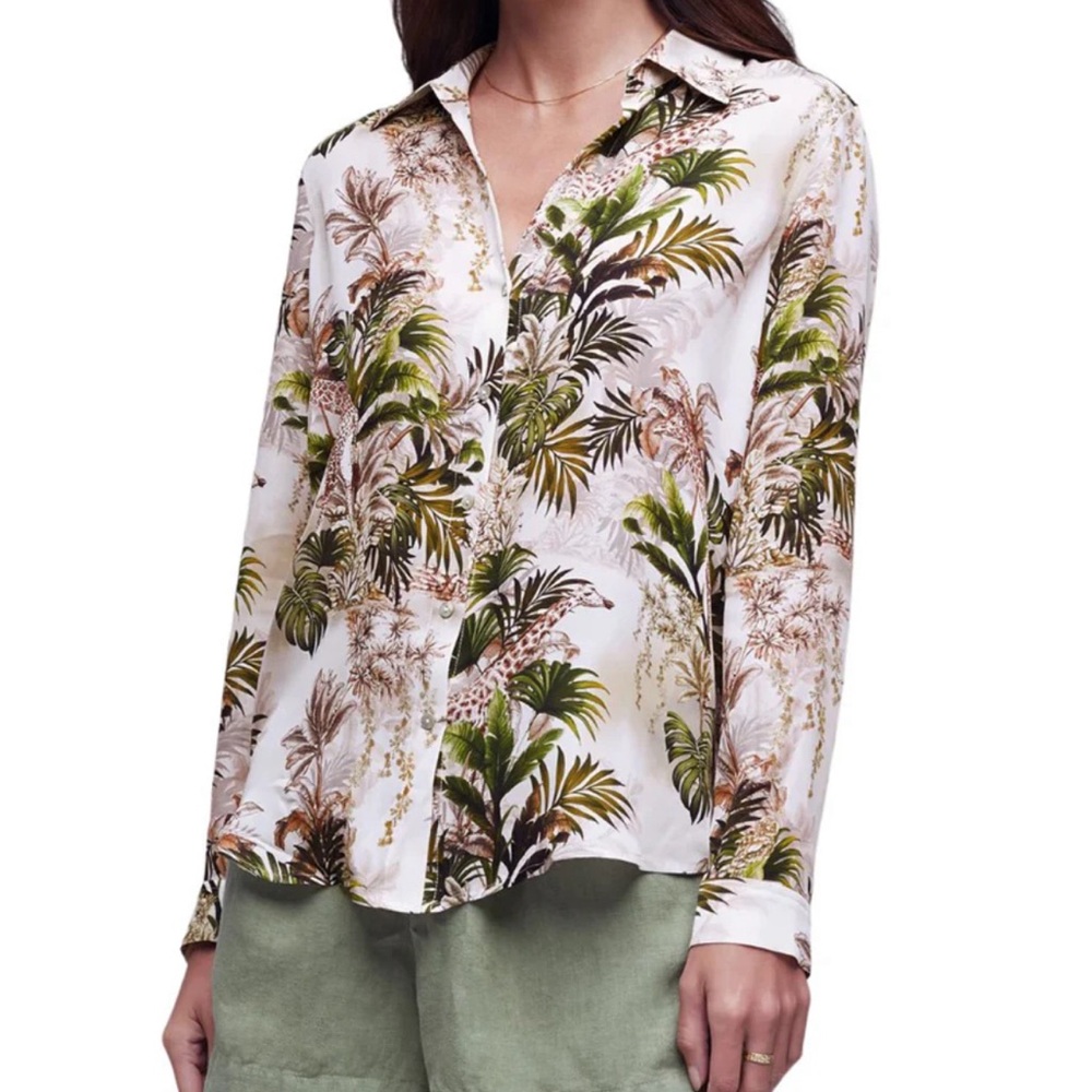 L’AGENCE Silk Nina Blouse Antique White